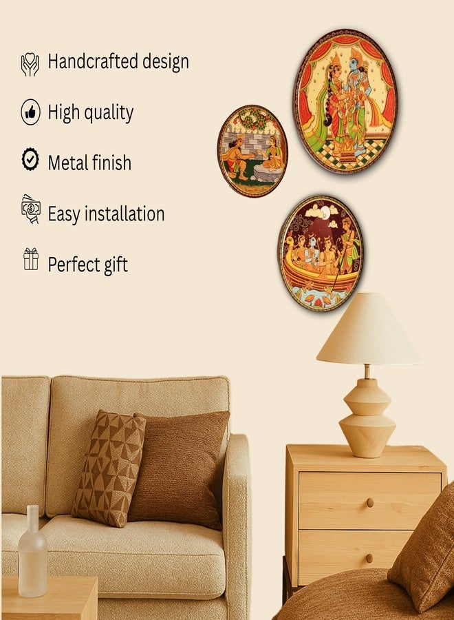RITUALISTIC Ramayan Wall Plate for home decor | metal wall decor items for living room | diwali gifts for family & family | home decor and house warming gift items | wall art & showpiece| Set of 3 - Image 3